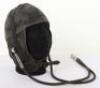 Early Lewis Style Black Leather Flight Helmet with Gosport Tubes - 2