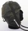 Early Lewis Style Black Leather Flight Helmet with Gosport Tubes - 3