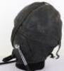 Early Lewis Style Black Leather Flight Helmet with Gosport Tubes - 5