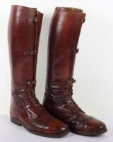 Pair of WW1 Period British Officers Brown Leather Boots with Wooden Trees