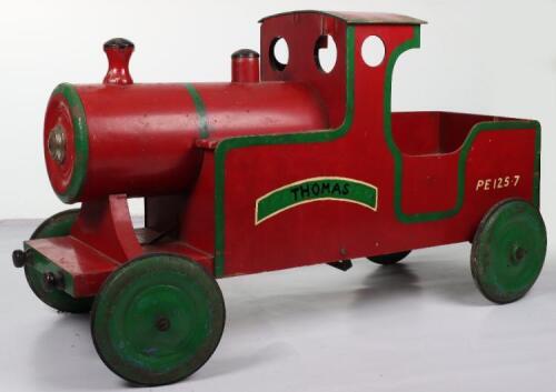 A wood and steel Leeway Flyer child’s pedal locomotive, English 1970s