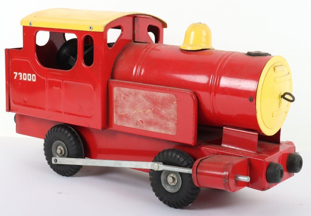 Puff Along Tri-ang pressed steel Puff-Puff pull-along locomotive, 1960s