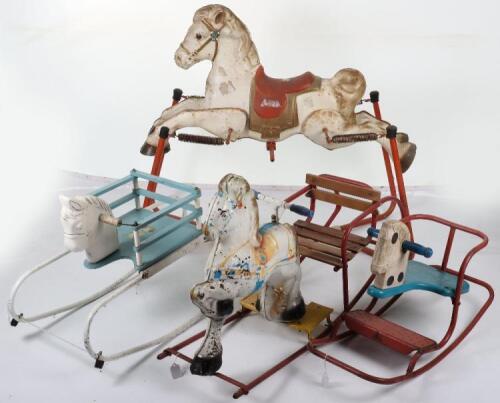 Four assorted cast metal Tri-ang and Mobo Rocking horses, circa 1960