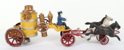 Cast iron and tinplate Horse Drawn Fire Pump, American circa 1900