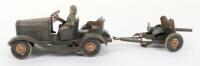 Tippco tinplate clockwork Army car and gun, German 1930s