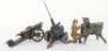 Tinplate Machine gunner, mounted A.A gunner and a cannon, German 1930s - 2