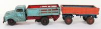 Gama tinplate clockwork truck and trailer, W.Germany 1950s