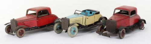 Three Ubilda clockwork tinplate Motor Cars