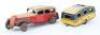 Mettoy tinplate Sedan car and caravan, 1950s - 2