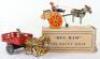 Marx (New York) tinplate Hee-Haw the Balky Mule and a Hay wagon, 1960s
