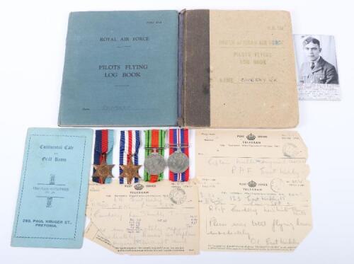 WW2 Royal Air Force Bomber Command Medal & Log Book Grouping of Flying Officer (Pilot) Ronald K Cawdery No50 Squadron