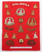 Board of Badges Relating to the Norfolk / Royal Norfolk Regiment