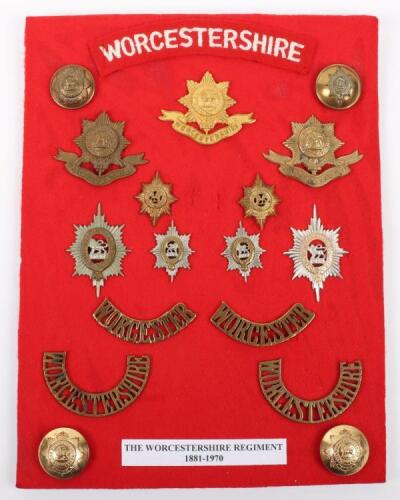 Board of Badges Relating to the Worcestershire Regiment