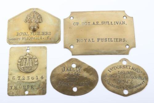 Brass Duty / Bed Plates of Royal Fusiliers and Dorset Regiment Interest