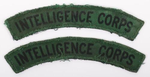 Pair of WW2 Printed Intelligence Corps Shoulder Titles