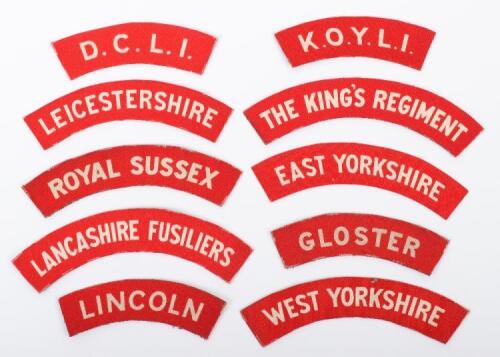 10x WW2 Printed Cloth Shoulder Titles