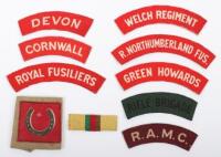 8x WW2 Printed Cloth Shoulder Titles