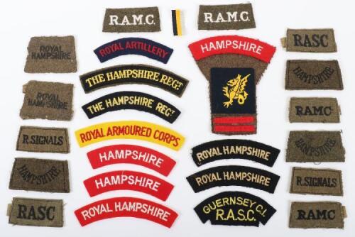 Grouping of Shoulder Titles Mostly of Hampshire Regiment Interest