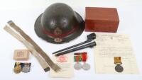 WW2 National Fire Service District No38 (Wimbledon, London) Steel Helmet Grouping of Fireman J H Burden