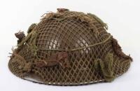 WW2 British Herefordshire Regiment Steel Combat Helmet with Camouflaged Net Cover