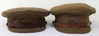 2x WW2 British Officers Service Dress Peaked Caps,