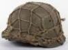 WW2 German Normandy Camouflaged Steel Combat Helmet with Camouflage Net Fitted
