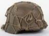 WW2 German Normandy Camouflaged Steel Combat Helmet with Camouflage Net Fitted - 2