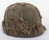 WW2 German Normandy Camouflaged Steel Combat Helmet with Camouflage Net Fitted - 4