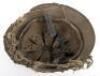 WW2 German Normandy Camouflaged Steel Combat Helmet with Camouflage Net Fitted - 7