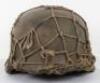 WW2 German Normandy Camouflaged Steel Combat Helmet with Camouflage Net Fitted - 9