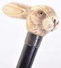 ^ Walking stick 33” with ivory handle finely carved as a rabbit’s head - 3