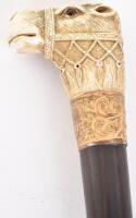 ^ Walking stick 34.25” c.1900, ivory handle carved as a camel’s head