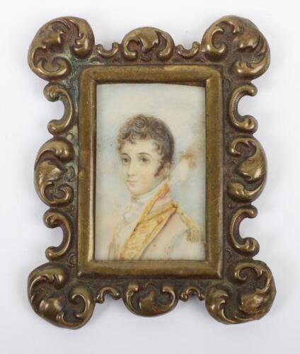 Small Georgian Portrait Miniature of a Military Officer by R Packer