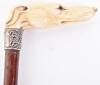 ^ Walking stick 33.5” with ivory handle carved as the head of a greyhound - 3