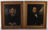 A pair of 19th century Continental oil on canvas portraits, German, of man and wife