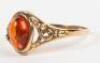 A 9ct gold and amber single stone ring - 4