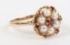 A 9ct gold, pearl and garnet cluster ring - 2