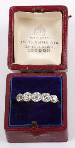 Early 20th century 18ct gold and five stone diamond ring