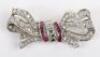 A white metal, diamond and ruby bow brooch - 3