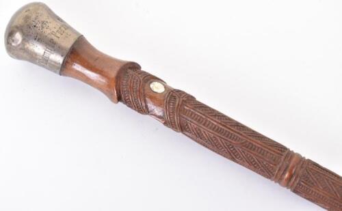 Maori carved wooden walking stick