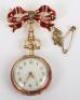 A lady’s 18ct gold, diamond and guilloche enamel fob watch - 3