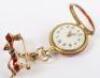 A lady’s 18ct gold, diamond and guilloche enamel fob watch - 6