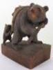 A Japanese wood carved bear and cub - 3