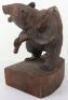 A Japanese wood carved bear and cub - 4