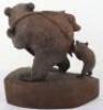 A Japanese wood carved bear and cub - 5