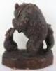 A Japanese wood carved group of bear and two cubs - 3