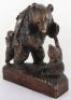 A Japanese wood carved group of bear and two cubs - 5