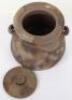 A Japanese 20th century studio ware pot and cover, bizen ware, signed to base - 9