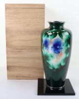 A Japanese 20th century silver mounted ginbari cloisonné vase, Ando studio mark to base