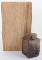 A Japanese 20th century studio ware scent bottle and cover, bizen ware, signed to base